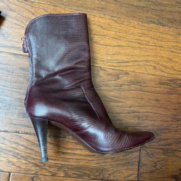 Cole Haan Women’s Cherry Red Heeled Leather Booties Sz 8B Pointed Toe Career - Picture 3 of 16